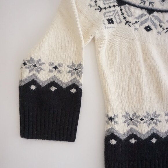 Sundance Cream & Black Fair Isle Wool Blend Cardigan Old Money Wintercore M - Picture 9 of 10
